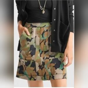 CAbi Zip Line camo floral mini skirt green multicolor women’s size 16 Y2K street